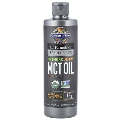 Dr. Formulated Brain Health, 100% Organic Coconut MCT Oil, Unflavored, 16 fl oz (473 ml)