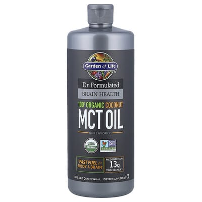 Dr. Formulated Brain Health, 100% Organic Coconut MCT Oil, Unflavored, 32 fl oz (946 ml)
