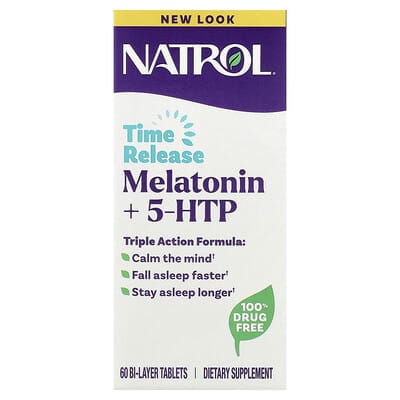 Melatonin + 5-HTP, Time Release, 60 Bi-Layer Tablets