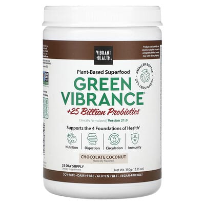 Green Vibrance® +25 Billion Probiotics, версия 21.0, шоколад-кокос, 12.35 oz (350 g)