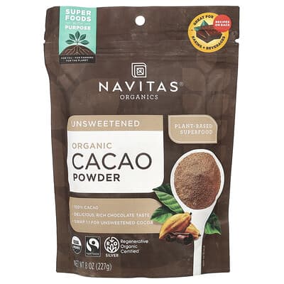 Органический порошок какао, без сахара, 8 oz (227 g)