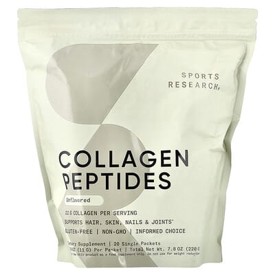 Collagen Peptides, Unflavored, 20 Single Packets, 0.39 oz (11 g) Each