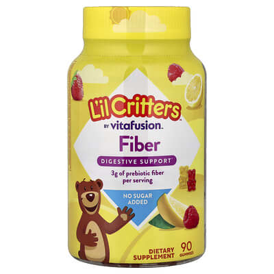 Желейные витамины Fiber Gummies, лимон, малина, клубника, 90 шт