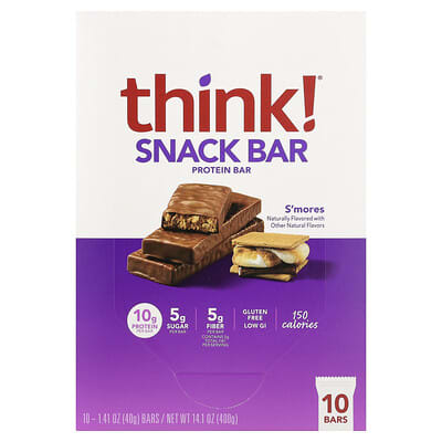 Протеиновый батончик Think! S'mores, 10 шт., 1.41 oz (40 g) каждый
