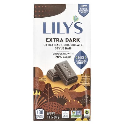 Шоколадный батончик Extra Dark Chocolate, 70% какао, 2.8 oz (79 g)