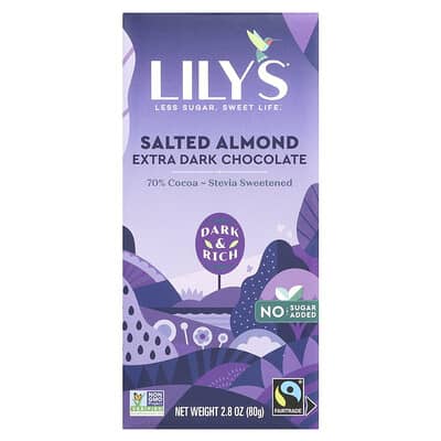 Темный шоколад Lily's Sweets с соленым миндалем 70% Cocoa 2.8 oz