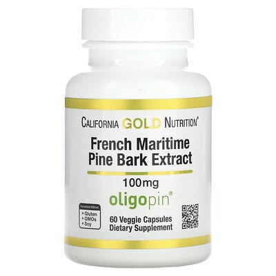 French Maritime Pine Bark Extract, Oligopin, 100 mg, 60 Veggie Capsules