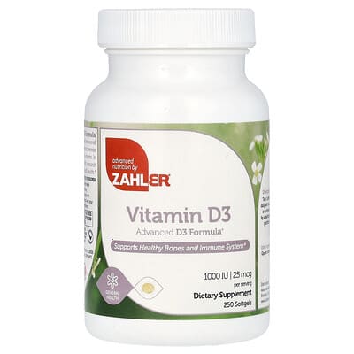 Витамин D3, 25 mcg (1,000 IU), 250 Softgels