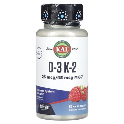 D-3, K-2, Raspberry, 60 Micro Tablets