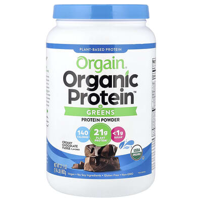 Organic Protein™ + Greens Protein Powder, Plant-Based, Creamy Chocolate Fudge, 1.94 lbs (882 g)