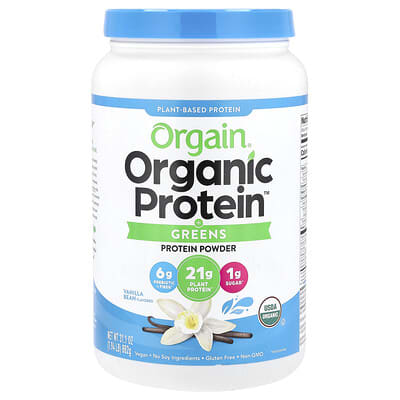 Orgain Organic Protein™ + Greens Protein Powder, растительный, ваниль, 1.94 lb (882 g)