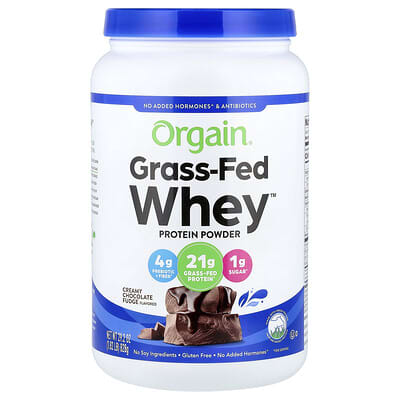 Порошок Orgain Grass-Fed Whey™ Protein Powder, Creamy Chocolate Fudge, 1.82 lb (828 g)