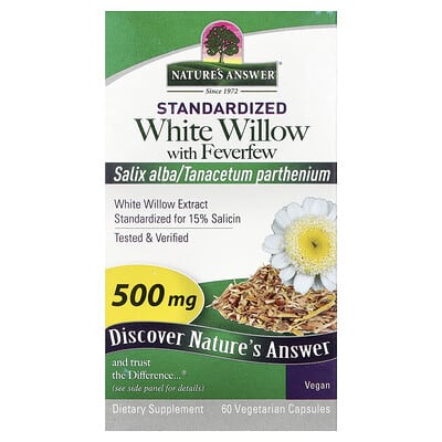 White Willow with Feverfew, 500 mg, 60 Vegetarian Capsules