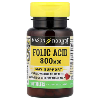 Фолиевая кислота, 800 mcg, 100 таблеток