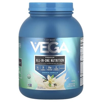 Органический растительный протеин Vega Premium All-In-One Nutrition, French Vanilla, 3 lb 10.1 oz (1.6 kg)