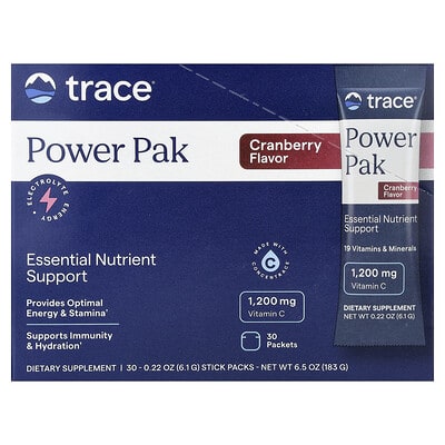 Trace Power Pak, Клюква 30 пакетиков по 6.1 g