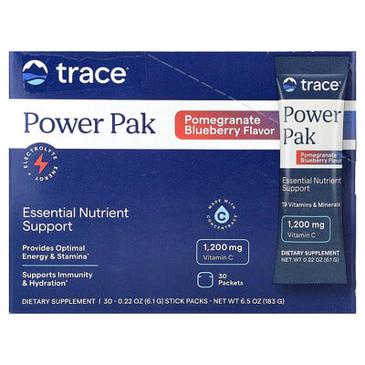 Power Pak, гранат и черника, 30 стик-пакетов, по 0.22 oz (6.1 g)