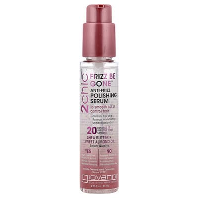 2chic, Frizz Be Gone™ Anti-Frizz Polishing Serum, Shea Butter + Sweet Almond Oil, 2.75 fl oz (81 ml)