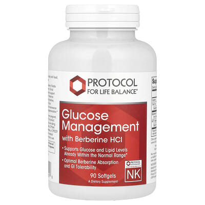 Protocol for Life Balance управление глюкозой с Berberine HCl, 90 мягких капсул