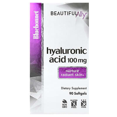 Beautiful Ally, гиалуроновая кислота, 100 mg, 90 мягких капсул