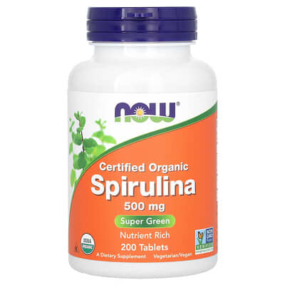 Certified Organic Spirulina, 500 mg, 200 Tablets