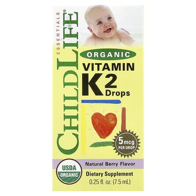 Organic Vitamin K2 Drops, Natural Berry, 5 mcg, 0.25 fl oz (7.5 ml)