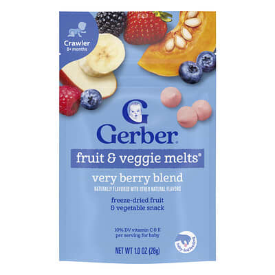 Детское печенье Fruit & Veggie Melts®, 8+ месяцев, Very Berry Blend, 1 oz (28 г)