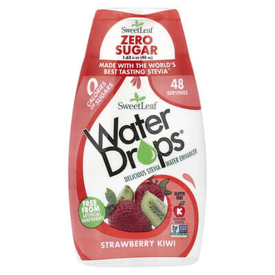 Water Drops®, Delicious Stevia Water Enhancer, Strawberry Kiwi, 1.62 fl oz (48 ml)