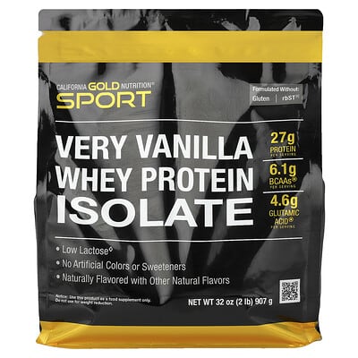 Sport, Whey Protein Isolate with Organic Cane Sugar, with Sunflower Lecithin, Very Vanilla, 2 lb (907 g)