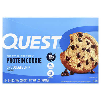 Protein Cookie, Chocolate Chip, 12 Cookies, 2.08 oz (59 g) Each