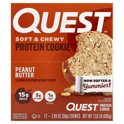 Protein Cookie, Peanut Butter, 12 Cookies, 2.04 oz (58 g) Each