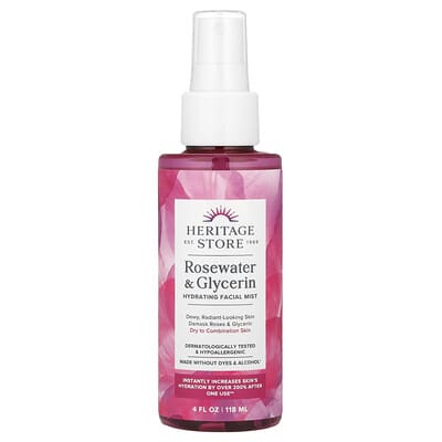 Rosewater & Glycerin, Hydrating Facial Mist, Dry to Combination Skin, 4 fl oz (118 ml)