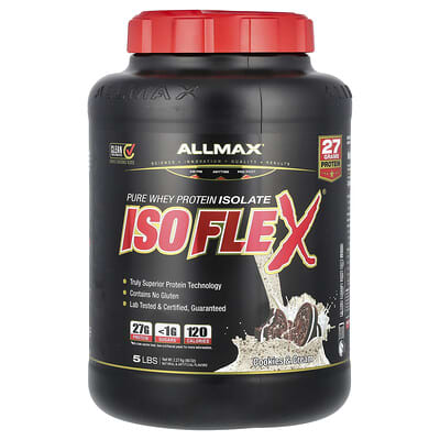 ISOFLEX®, Изолят сывороточного протеина, Cookies & Cream, 5 lbs (2.27 kg)