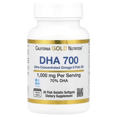 Рыбий жир DHA 700, ультраконцентрированный, 1,000 mg, 30 желатиновых капсул