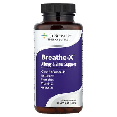 Breathe-X®, поддержка при аллергии и синуситах, 90 веганских капсул