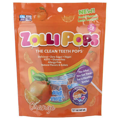 Zollipops The Clean Teeth Pops®, апельсин, 3.1 oz