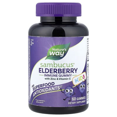 Sambucus® Kids, Immune Gummy with Zinc & Vitamin C, Ages 2+, Elderberry, 60 Gummies