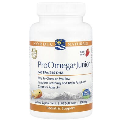 ProOmega® Junior, Ages 5+, Strawberry, 90 Soft Gels (340 mg per Softgel)