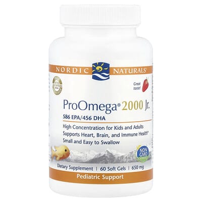 ProOmega® 2000 Junior Fish Oil, Ages 12+, Strawberry, 60 Soft Gels