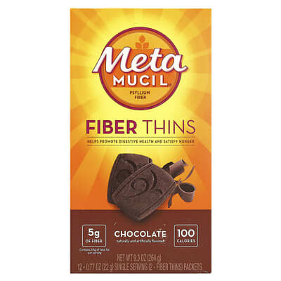 Fiber Thins, Chocolate, 12 Packets, 0.77 oz (22 g) Each