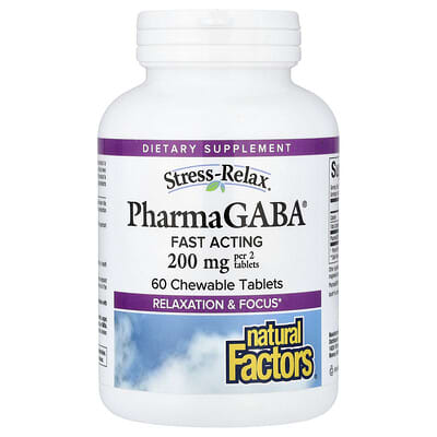 Stress-Relax®, PharmaGABA®, 60 жевательных таблеток (100 mg на таблетку)