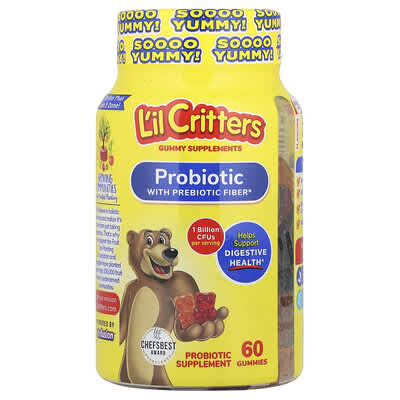 Probiotic With Prebiotic Fiber, Cherry, Orange & Grape Flavor, 60 Gummies (0.5 Billion CFU per Gummy)