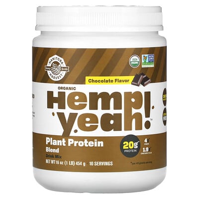 Органическая смесь растительного протеина Manitoba Harvest Hemp Yeah!, шоколад, 1 lb (454 g)