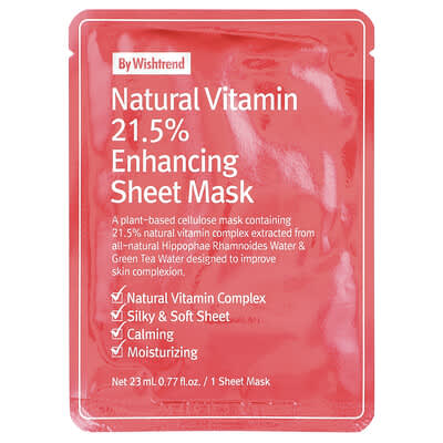 Natural Vitamin 21.5% Enhancing Beauty Sheet Mask, 1 Sheet, 0.77 fl oz (23 ml)