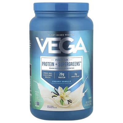 Премиальный протеин Protein + Supergreens™, Creamy Vanilla, 1 lb 10.8 oz (760 g)
