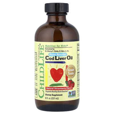Pure Arctic Cod Liver Oil, Natural Strawberry, 8 fl oz (237 ml)