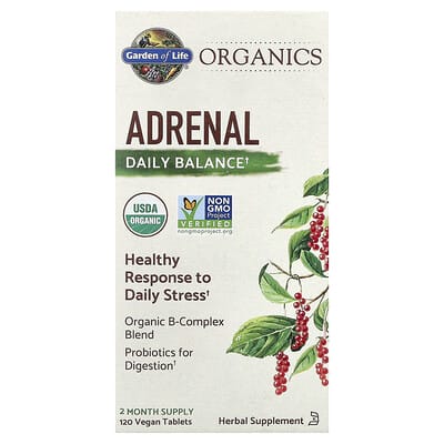 Organics, Adrenal, Daily Balance, 120 веганских таблеток