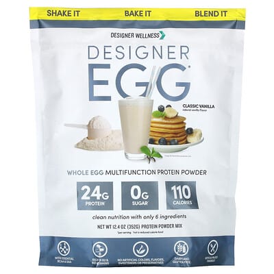 Designer Egg® Полноразмерный протеиновый порошок из цельного яйца, Classic Vanilla, 12.4 oz (352 g)