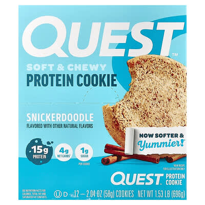 Protein Cookie, Snickerdoodle, 12 Cookies, 2.04 oz (58 g) Each
