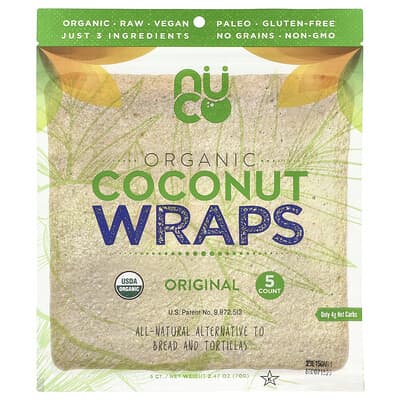 Organic Coconut Wraps, Original, 5 Wraps, (14 g) Each